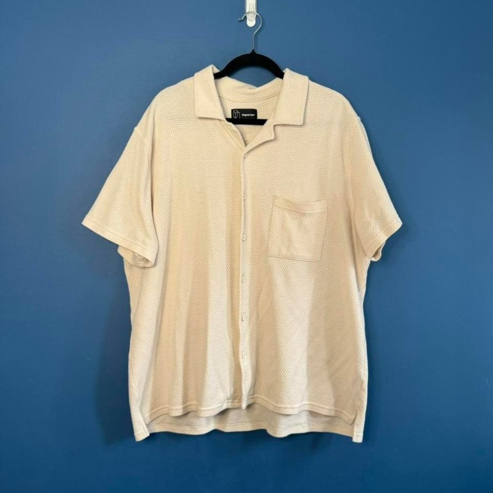 Original‎ Use Button Up Shirt Men's Size XXL Cream Collared Minimalist Indie